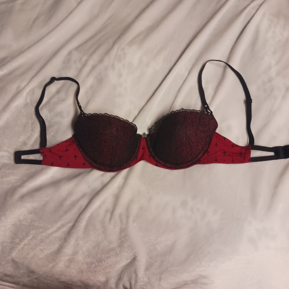 Blackheart red and black bra